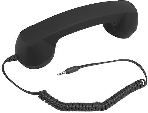 Handy-Handset, Professioneller 3,5-mm-Stecker, Strahlungssicher, Kabelgebundenes Handy-Handset, Retro-Telefonhörer mit Lautstärkeregelung für Smartphone, PC (Black)