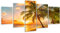 HUBDECO 5-Teiliges Leinwand Bild Wohnzimmer - Bilder, Poster, Kunstdrucke - Leinwandbild - Bild auf Leinwand - Tolle Zimmerdekoration - Schlafzimmer Bilder - 158x90 cm Karibik Strand