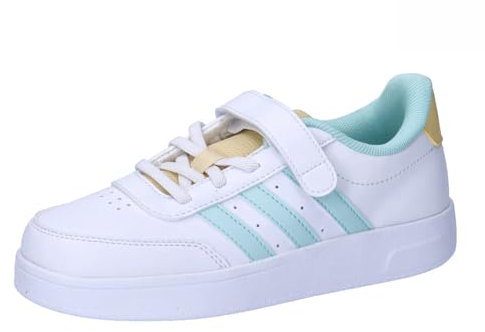 adidas Unisex niños BREAKNET 2.0 Shoes Children, Cloud White/Semi Flash Aqua/Orange Tint, 30 1/2 EU