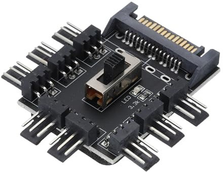 sourcing map 3 Pin Chassis Fan Hub 15PIN 1 to 8 3PIN Connector Adapter 12V Cooling Fan Port Splitter PWM for Motherboard, Computer, PC