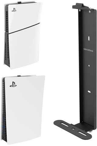 Monzlteck Wandhalterung für PS5 Original und Slim (Digital und Disc) - Stabile Stahlhalterung Mit Controller-Halterung