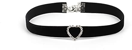 Danshinbow Choker Halskette Silber Verstellbare schwarze Samt Kragen Halsketten für Frauen und Mädchen (Silber-Liebe)
