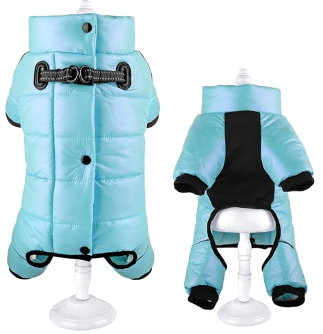 SARUEL Warme Haustierkleidung,wasserdichte Hundekleidung,Regenmantel,Dicke Baumwolle,Hunde-Winterjacke,Mantel,Reflektierendes Geschirr Für Kleine,Mittelgroße Hunde,Blau,2XL