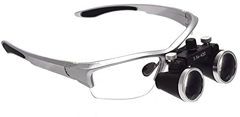 Stirnband-Lupen, Dental Lupenbrille Mit Licht 2.5-Fach 3.5-Fach, Freisprech-Kopfhalterungslupe, Visier-Headset-Lupenwerkzeuge Für Naharbeiten/Lesen/Schmuck/Handwerk/Reparatur(Size:3.5X,Color:Silber)