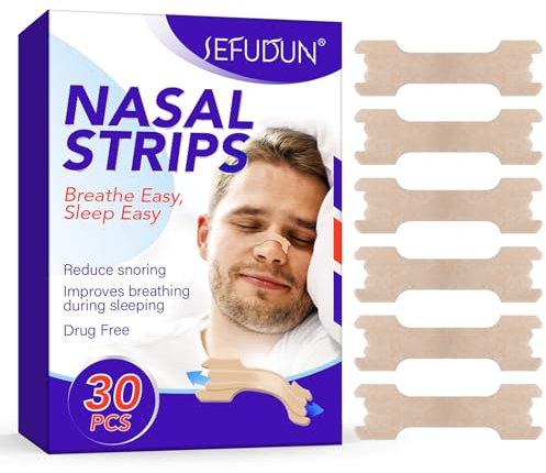 30 Pezzi Cerotti Nasali Antirussamento Extra Forti, Nasal Strips Non Russare Cerotti Per Naso Antirussamento - Riduci Russare e Respira Bene, Adatto a Uomini e Donne, 66 mm x 19 mm