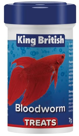 King British - Larvas Rojas para Peces y Tortugas 7g: Alimento complementario Natural para Peces de Acuario y Tortugas. Alto Contenido en proteínas, promueve el Color y el Desarrollo
