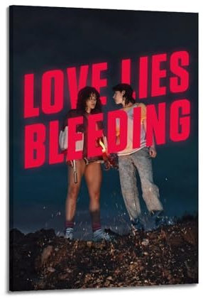 Krem Poster auf Leinwand, Motiv Love Lies Bleeding, Geschenk für Freunde, Schlafzimmer, Wohnzimmer, Dekoration, moderne Ästhetik, 60 x 90 cm, Rahmenstil