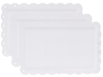 Bandejas resistentes para galletas, 3 unidades, bandeja rectangular grande de postre, de plástico, resistente, reutilizable, bandeja plana para servir galletas, cupcakes, para cumpleaños, fiesta de