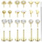Adramata Helix Piercings Chirurgenstahl Nasenpiercing Stecker Gewindeloses Einstecken Lippenpiercing Labret Piercing Set Medusa Piercing CZ Nasenstecker Piercing Ohr Conch Tragus Piercing Gold/Silber