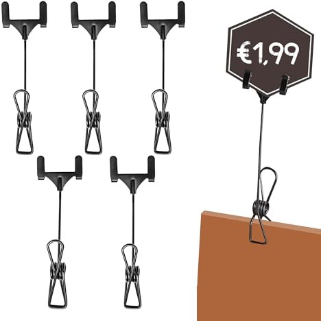 Portaprezzi Porta Etichette in Metallo Porta Prezzi 5 Pezzi Portanome da Tavolo Porta Prezzi per Supporto Supermercato Merce Promozioni Pop Ristoranti