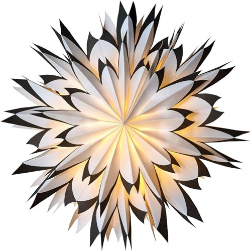 SUNBEAUTY Weihnachtsstern Beleuchtet 60 cm Hängend Papiersterne Weihnachten Weihnachtsdeko Papier Fächer Weihnachtsdeko Innen und außen Zum Aufhängen mit Beleuc(Keine Glühbirne)