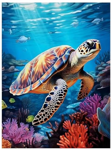 Daisen Art Diamond Painting Schildkröte - Diamant Painting Bilder, Diamond Painting Erwachsene Tiere für Geschenk und Zuhause Wanddekoration 30x40cm