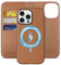 SHIELDON Case for iPhone 16 Pro Max 6.9, Genuine Leather Detachable Wallet Wireless Charging Kickstand RFID Blocking Card Holder Magnetic Cover Compatible with iPhone 16 Pro Max - Saddle Brown
