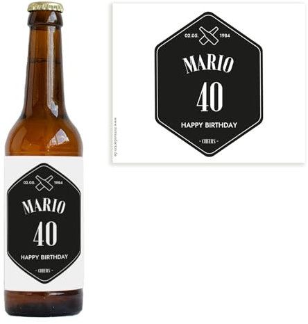 Mimi und Anton 40. Geburtstag Geschenk | 10x Bierflaschen Etikett personalisiert | Bieretikett selber gestalten Geburtstag | zum Geburtstag im coolen hipster Design