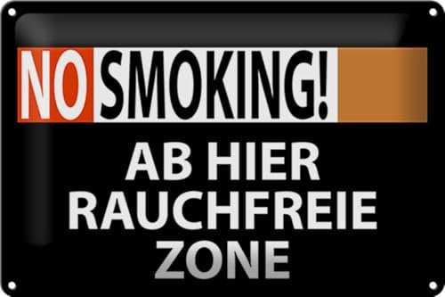 Schild Blech 30x20cm - Made in Germany - Hinweis No Smoking Rauchfreie Zone Metall Deko Blechschild