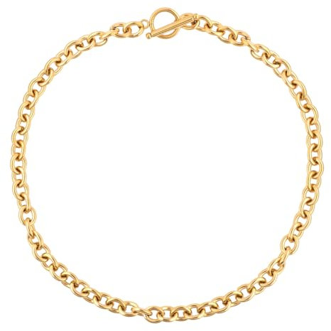 Mikovivi Chunky Necklace For Women, Plated Chain Statement Choker Toggle Necklaces Link Necklaces Chunky Jewelry Necklaces for Layer Jewel Charm Gifts for Women(Gold)