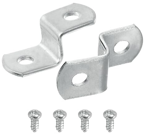 sourcing map 15 Pcs 3/8 Offset Canvas Clips, Picture Framing Mirror Clips Z Shape Canvas Painting Mounting Clips with 2 Mounting Holes with Screws, Silver