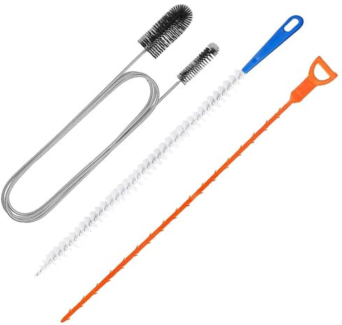 MAYOKIAAR 3Pcs Drain Unblocker Tools Set, Shower Drain Unblocker, Double-Ended Drain Pipe Cleaner Brush, Plumbing Unclogger Tool for Kitchen Bathroom Shower Plug Hole(Color:Black+Silver+Orange)
