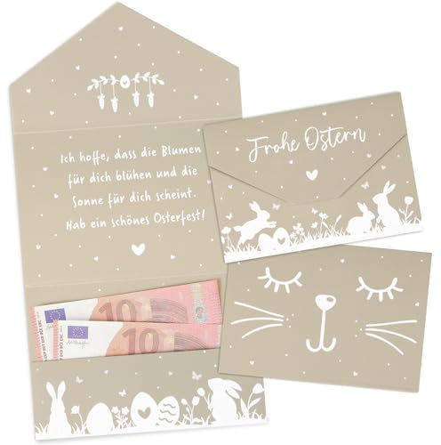 MEJOSER Osterkarten 2 Stück 16x11cm Geldgeschenke Ostern Verpackung Geldkarten Frohe Ostern Karten als Umschalg Osterhasen Ostereier Ostergeschenke Kinder Mädchen