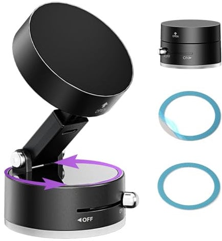 VENINGO Vakuum Magnetische Handyhalterung Auto Universelle KFZ Handyhalterung, 360° drehbare magnetische Autohalterung mit Vakuum-Saugnapf, für Auto, Heim, Schwarz