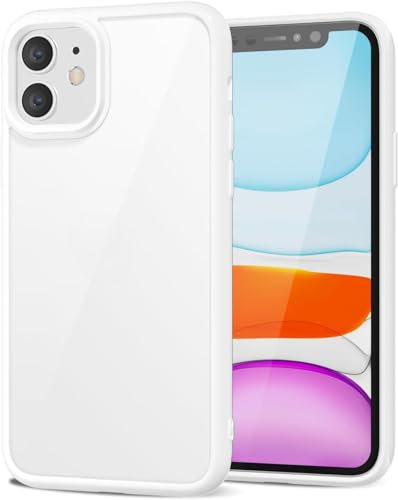 Vanqiang Clear Phone Case, Transparent Hybrid Case for iPhone [Hard Plastic & Soft Silicone Bumper] Acrylic Non Yellowing Thin Slim Protective Cover (White,for iPhone 11)
