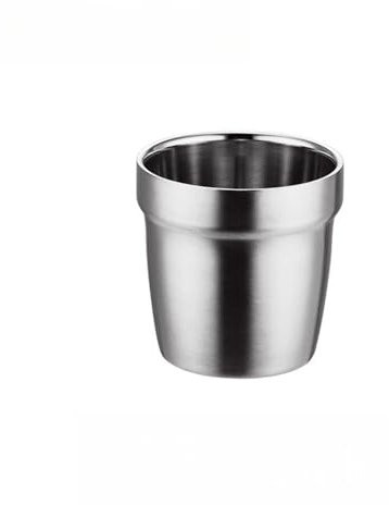 PKRANZYHKAL Tasse Inox Mug Café Double Paroi | Gobelet Inox Moderne | Tasse Escalade en Métal | Idéal pour Boissons Chaudes et Froides,STEP,SILVERY,175ml
