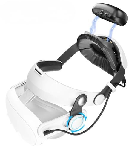 Battery Elite Strap with Adjustable Facial Interface & 10000mAh Power Bank Compatible with Meta Quest 3/3S (Black White)