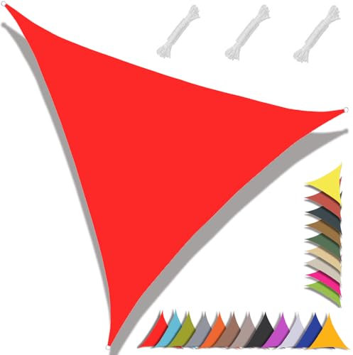 MAJINGC Voile D'ombrage Triangulaire 2x2x2m Toile d'ombrage Protection Solaire Protection UV 95% Résistant À l'eau pour Jardin terrasse Piscine(Rouge)