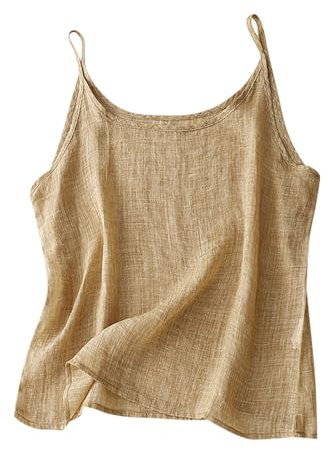 Vest Tops Women UK Summer Tank Tops Casual Cotton Linen Shirts Crewneck Spaghetti Strap Camisole Summer Sleeveless Cute Y2K Cami Shirts Basic Tees Going Out Crop Top Streetwear