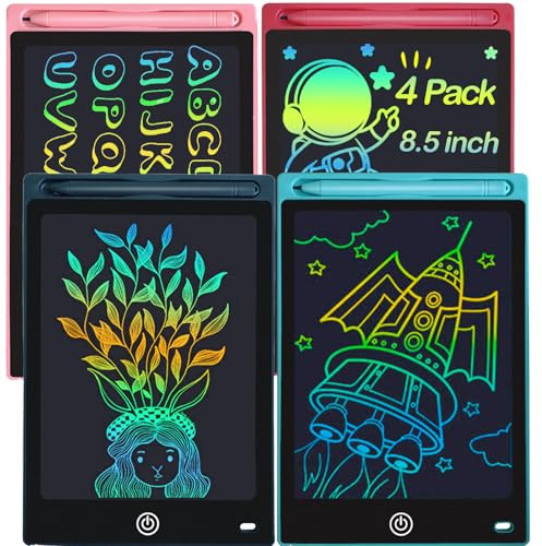 Tableta de escritura LCD para niños, paquete de 4 tabletas de dibujo coloridas de 8.5 pulgadas, bloc de dibujo educativo para niños de 3, 4, 5, 6, 7, 8 años, recuerdos de fiesta, cumpleaños, regalos