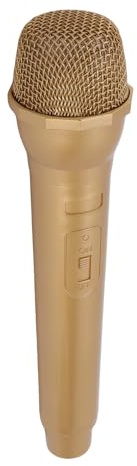 Yanmis Faux Micro, Jouet Microphone de Simulation ABS Léger pour la Performance de la Scène avec Drapeau Micro carré, Idéal pour Les Scènes D'anime, la Pratique de la Parole et la (Couleur dorée)