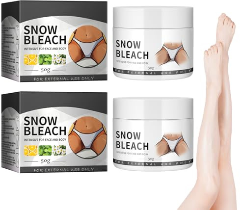 Snow Bleaching Creme 50g*2, Intimate Area Skin Whitening Cream, Aufhellende Körpercreme, Chselhöhlen, Knie, Ellbogen & Innenschenkel, Anti Dunkelflecken Körpercreme