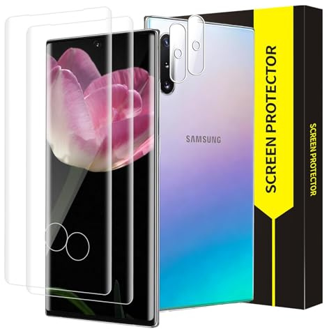 Cable Leader 2+2 Stück Schutzfolie für Panzerglas für Samsung Galaxy Note 10 Plus, 3D 9H Härte Frei von Kratzern Ultra-Klar Kristallklar Fingerabdruck-ID Sensitive Touch Note 10 Plus Displayschutz