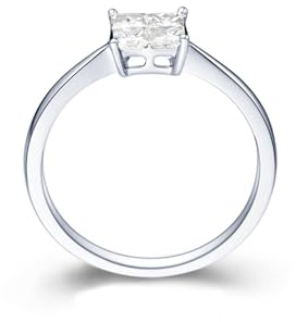 KnSam Solitärring Weißgold 18K 750 Echte Goldschmuck, Labor Erstellt Diamant Trauringe Klassiker Prinzessschliff Weiß, Ring Au750 Gold, Gr.49 (15.6)