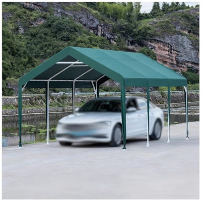 Outdoor-Carport-Überdachung Mit Metallrahmen, Wasserabweisend, Großes Carport-Zelt Für Traktor, LKW, Wohnmobil, SUV(9.8x19.7x6.5ft)
