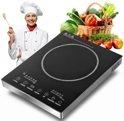 wowspeed Glaskeramikkochfeld, Ce/rankochfeld 1 Platte 3500W, Tragbares Ce/ranfeld 1 Platten, 4 Kochmethode, 3-Stunden-Timer, Stufenlose Einstellung, Touch-Steuerung, Kochplatten 1er Elektrisch