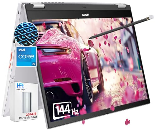 ASUS Chromebook Plus Écran tactile Flip 2 en 1-14 WUXGA Touch 144 Hz, Intel Core i5-1235U, 8 Go de RAM | SSD 512 Go, clavier rétroéclairé, stylet, tablette Chromebook de jeu