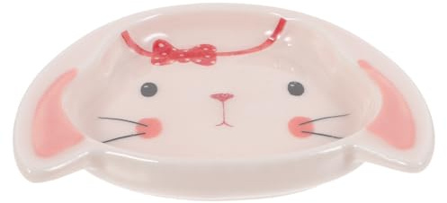 Sosoport Plato de Cerámica Rosa Forma de Conejo para Mojar y Salsa, Apilable y Apto para Microondas, Adecuado para Restaurante y Obsequio