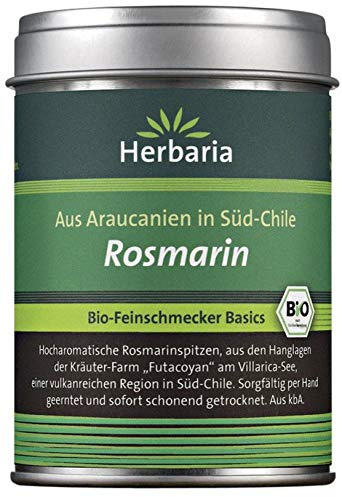 Herbaria Rosmarin geschnitten, 1er Pack (1 x 40 g Dose) - Bio | Intensiv aromatischer Bio Rosmarin geschnitten für Kartoffeln, Grillgerichte & Ofengemüse, in der Weißblechdose