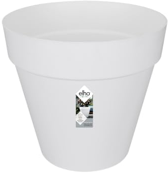 Elho Loft Urban Rond 60 - Pot De Fleurs pour Extérieur - Plastique 100% recyclé - Ø 58.0 x H 54.0 cm - Blanc/Blanc