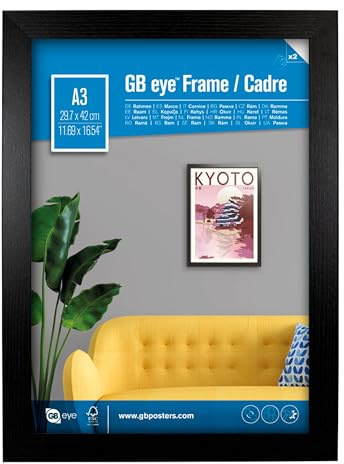 GB Eye Contemporary Wooden Black Picture Frame - A3-29.7 x 42cm