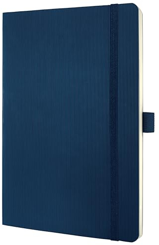 Sigel CO327 Notizbuch A5 liniert blau, Softcover, 194 nummerierte Seiten, nachhaltiges Papier, mit Inhaltsverzeichnis, Stiftschlaufe, Falttasche, Gummibandverschluss, Conceptum