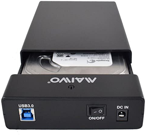 Maiwo USB 3.0 3.5 External Hard Drive Enclosure- Black - With Power Adapter