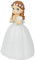 Mopec Kommunionsfigur Mädchen langes Kleid und Krone mit Blumen, Kunstharz, weiß, 9.5x10.5x16.5 cm