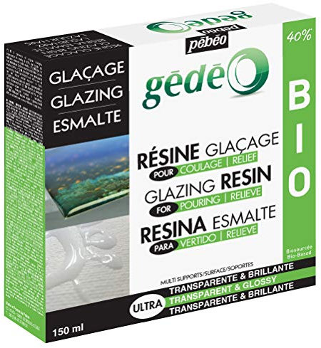 Pébéo - Résine Glaçage Biosourcée Gédéo - Kit Résine de Glaçage Biosourcée à 40% - Transparente et Brillante - Tous Supports - Pour Coulage et Relief - 150 ml