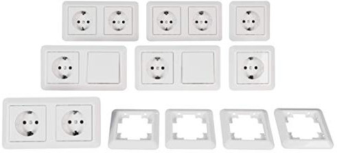 MC POWER - CUP - Wand Steckdosen und Schalter Set | Niveau | 23-teilig | weiß, poliert