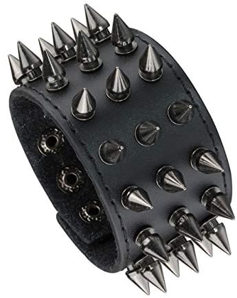 Manfnee Spike Rivet Nieten Armband Leder Punk Gothic Biker Breite Manschette Gürtel Armband Armreif