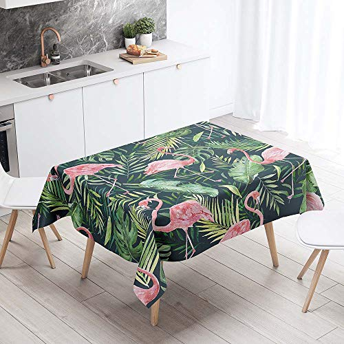 Chickw1 Tischdecke Wasserdicht Abwaschbar, Tropischer Flamingo 3D-Druck Wasserabweisend Fleckschutz Rechteckig Abwischbare Wachstuch Ölfest Pflegeleicht Küchentischabdeckung (140x220cm,B)