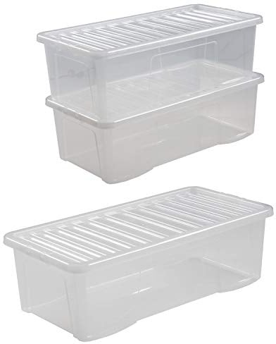 #11 3x Aufbewahrungsbox mit Deckel 62L 80x40x25cm transparent stapelbar