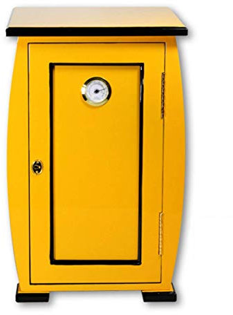 Zigarren Humidor Zedernholz groß Zigarrenschrank mit Luftbefeuchter und Hygrometer 200 Zigarren Kapazität gelb